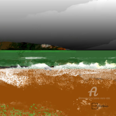 Orage Digitale Kunst mit dem Titel "Orage" von Jeanne-Marie Robic, Original-Kunstwerk, Digitale Malerei Auf Holzplatte montiert