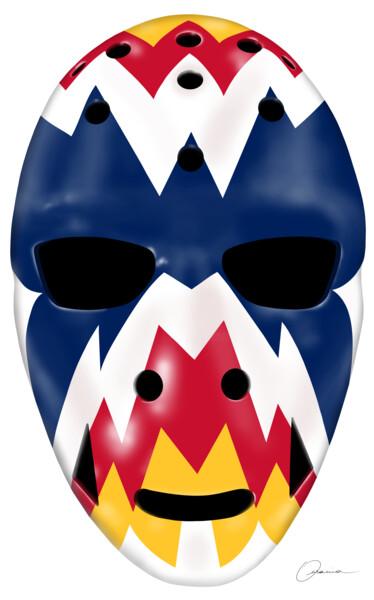 Doug Favell Colorado Rockies NHL Hockey Goalie Mask "Doug Favell Colorad…" başlıklı Dijital Sanat Ouraniart tarafından, Orijinal sanat, Dijital Resim