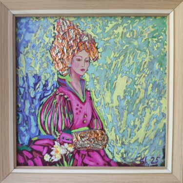 Women Oil Painting Framed Girl Artwork Female Portrait Art 绘画 标题为“Women Oil Painting…” 由Svetlana Sindere, 原创艺术品, 油 安装在纸板上