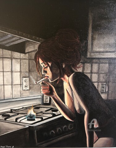 Schilderij getiteld "Insomnie" door Angie Plume, Origineel Kunstwerk, Acryl