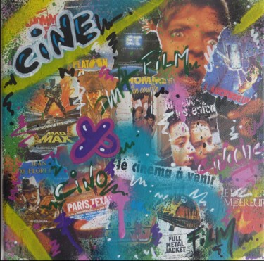 Collages intitulée "Ciné Paris-Texas" par Saname, Œuvre d'art originale, Collages Monté sur Châssis en bois