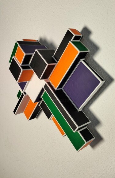 ScuBture - Anti Mondrian 2 (Scupture hommage à Mondrian) Картина под названием "ScuBture - Anti Mon…" - Nebryo, Подлинное произведение искусства, Пластмасса Установлен на Деревянная…