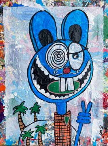 Schilderij getiteld "Vive les fleurs et…" door Seb Paul Michel, Origineel Kunstwerk, Acryl Gemonteerd op Frame voor houten b…