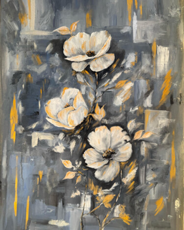 Pintura titulada "Gold and White" por Osama Osama Bin Kamran, Obra de arte original, Oleo