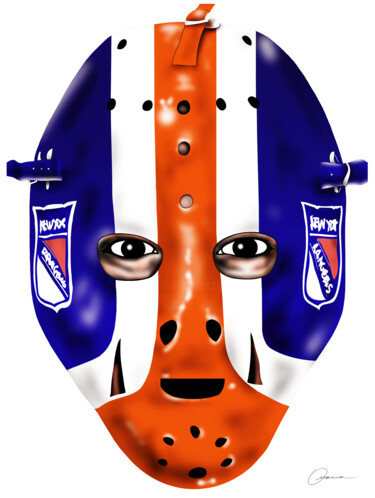 John Davidson New York Rangers NHL Hockey Goalie Mask A2 "John Davidson New Y…" başlıklı Dijital Sanat Ouraniart tarafından, Orijinal sanat, Dijital Resim
