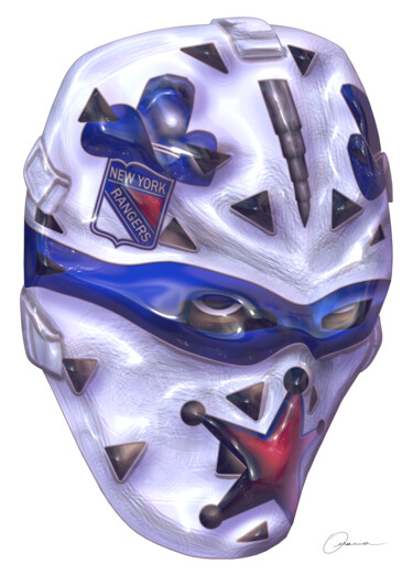 John Davidson New York Rangers NHL Hockey Goalie Mask B2 "John Davidson New Y…" başlıklı Dijital Sanat Ouraniart tarafından, Orijinal sanat, Dijital Resim
