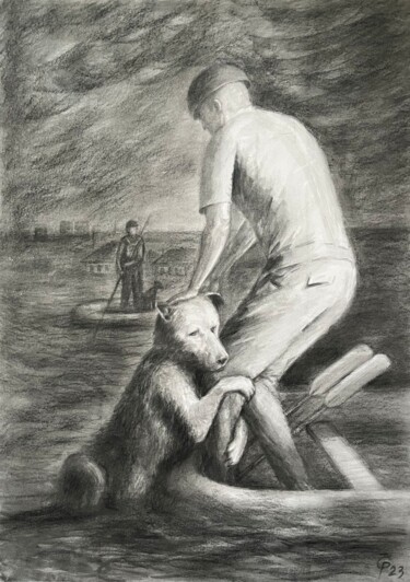 Hand-painted Artwork Supporting Ukraine's Animals Ζωγραφική με τίτλο "Hand-painted Artwor…" από Roman Sergienko, Αυθεντικά έργα τέχνης, Κιμωλία