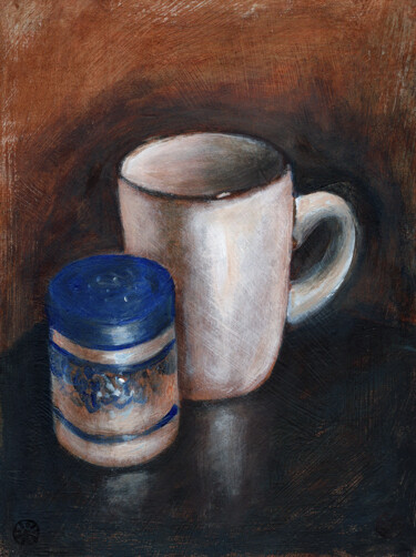 绘画 标题为“Cup And Saltshaker” 由Anton Maliar, 原创艺术品, 丙烯 安装在其他刚性面板上