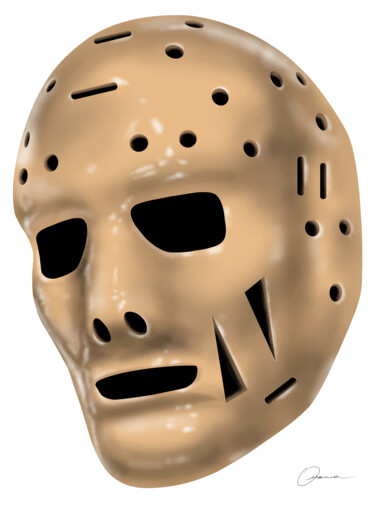 Johnny Bower Toronto Maple Leafs NHL Hockey Goalie Mask Digitale Kunst mit dem Titel "Johnny Bower Toront…" von Ouraniart, Original-Kunstwerk, Digitale Malerei