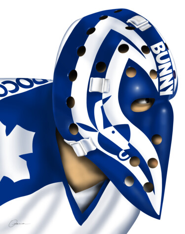 Michel Bunny Larocque Toronto Maple Leafs NHL Goalie Mask "Michel Bunny Larocq…" başlıklı Dijital Sanat Ouraniart tarafından, Orijinal sanat, Dijital Resim