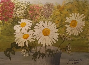 Tekening getiteld "Les marguerites" door Etienne Guérinaud, Origineel Kunstwerk, Pastel Gemonteerd op Karton