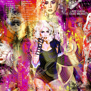 Digital Arts με τίτλο "pop art street art…" από Yank, Αυθεντικά έργα τέχνης, Ψηφιακό Κολάζ Τοποθετήθηκε στο Ξύλινο φορείο σκ…
