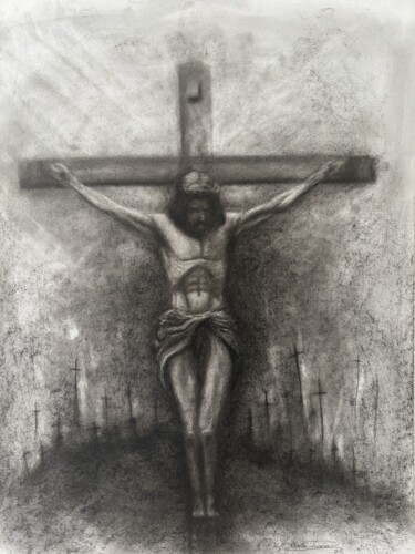 Disegno intitolato "Devine Light" da Lerato Letsipa, Opera d'arte originale, Carbone