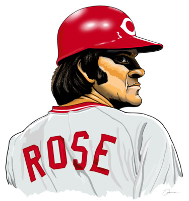 Pete Rose Cincinnati Reds MLB Baseball Player Artwork "Pete Rose Cincinnat…" başlıklı Dijital Sanat Ouraniart tarafından, Orijinal sanat, Dijital Resim