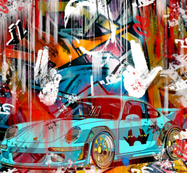 数字艺术 标题为“Street art pop art…” 由Yank, 原创艺术品, 数字拼贴 安装在木质担架架上