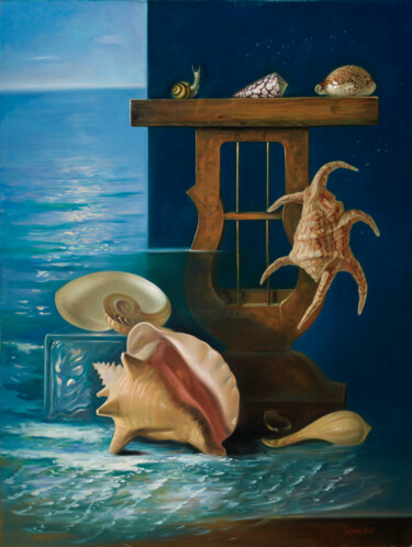 Peinture intitulée "Still Sea Life" par Tatiana Mcwethy, Œuvre d'art originale, Huile