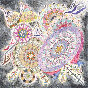 0046(n'2 sur une serie de 100) Schilderij getiteld "0046(n'2 sur une se…" door Miyako Shimizu (Galactic Miya Art), Origineel Kunstwerk, Aquarel Gemonteerd…