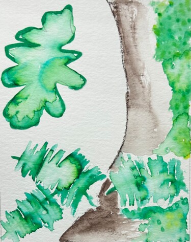 Mot en vert 绘画 标题为“Mot en vert” 由Michel Teulé, 原创艺术品, 水彩