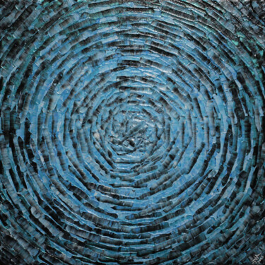 Éclat concentrique bleu clair. 제목이 "Éclat concentrique…"인 미술작품 Jonathan Pradillon로, 원작, 아크릴 나무 들것 프레임에 장착됨
