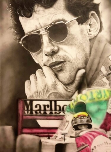 Painting titled "Mr Monaco 2" by Radan As, Original Artwork, Airbrush Mounted on Cardboard