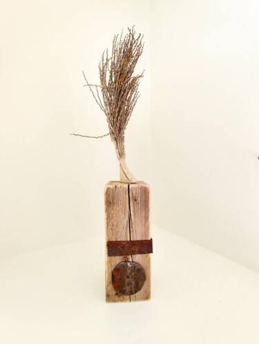 Sculpture titled "Triptyque Land Art" by Utopia Project, Original Artwork, Wood