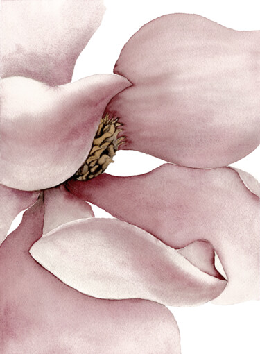 Pittura intitolato "Magnolia rose" da Michouflou, Opera d'arte originale, Acquarello