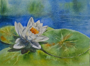 「Lily Silence」というタイトルの絵画 Nataliya Gulinaによって, オリジナルのアートワーク, 水彩画