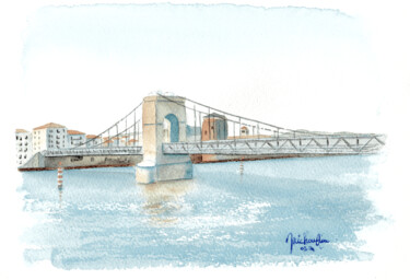 Картина под названием "La passerelle" - Michouflou, Подлинное произведение искусства, Акварель