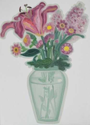 Schilderij getiteld "lily17" door Lihua Ji, Origineel Kunstwerk, Olie