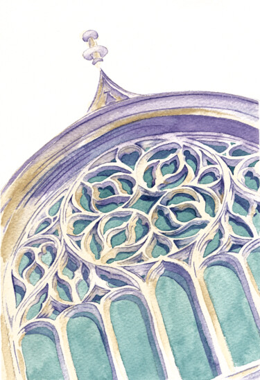 Painting titled "Vitrail de la cathé…" by Michouflou, Original Artwork, Watercolor