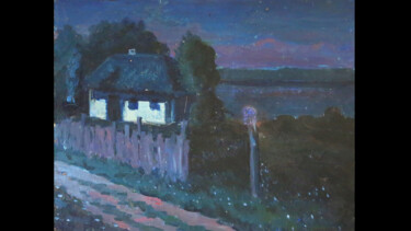 Pittura intitolato "Senkovo. Night  Сен…" da Anatolii Zhamoido, Opera d'arte originale, Olio