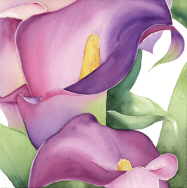 Картина под названием "Calla" - Michouflou, Подлинное произведение искусства, Акварель
