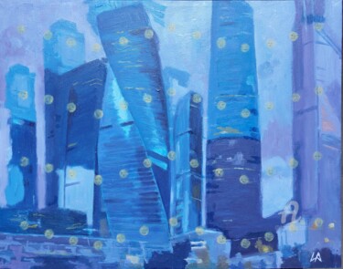 제목이 "Moscow City in smil…"인 미술작품 Irina Aniri로, 원작, 기름 나무 들것 프레임에 장착됨