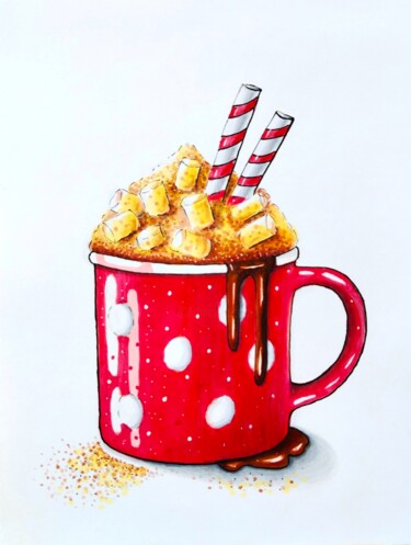 Mug of Coziness - a bright sketch with markers Σχέδιο με τίτλο "Mug of Coziness - a…" από Iren Solo, Αυθεντικά έργα τέχνης, Μαρκαδόρος