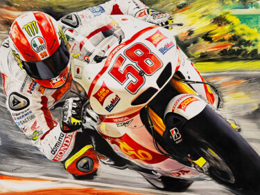 绘画 标题为“MARCO SIMONCELLI HO…” 由Andrea Del Pesco, 原创艺术品, 油 安装在木质担架架上