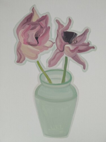Painting titled "lotus05" by Lihua Ji, Original Artwork, Oil