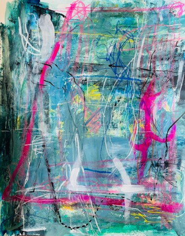Peinture intitulée "holo glitches" par Nathalia Leupen, Œuvre d'art originale, Acrylique