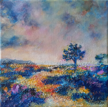Painting titled "A l'ombre d'un ami" by Aurélie Rocheta, Original Artwork, Acrylic Mounted on Wood Stretcher frame