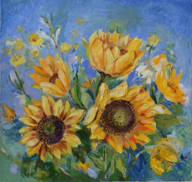 제목이 "Sunflowers"인 미술작품 Anastasiia Subbotina로, 원작, 기름