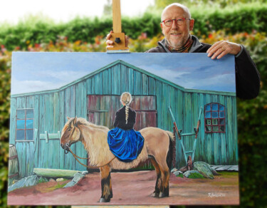 Peinture intitulée "Anti-pose on horse" par Roland Henrion, Œuvre d'art originale, Acrylique Monté sur Châssis en bois