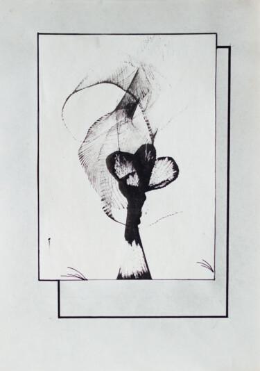 Schilderij getiteld "miracle flower" door Pavel Minchenia, Origineel Kunstwerk, Inkt