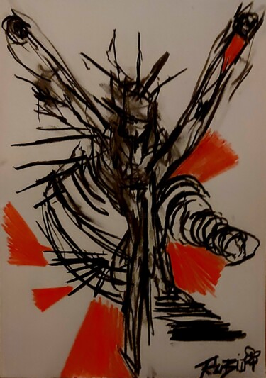 Рисунок под названием "Resurrección" - Fernando Rubio, Подлинное произведение искусства, Древесный уголь