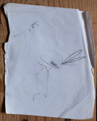 Schilderij getiteld "heron" door Pavel Minchenia, Origineel Kunstwerk, Potlood