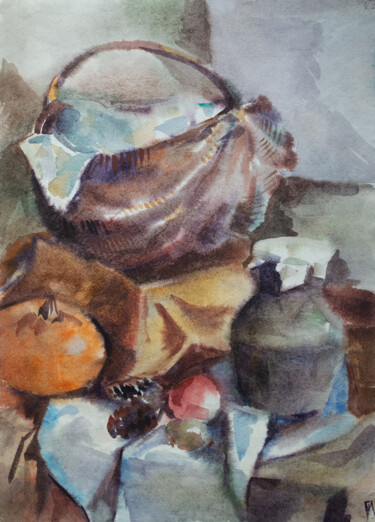 Ζωγραφική με τίτλο "autumn still life" από Pavel Minchenia, Αυθεντικά έργα τέχνης, Ακουαρέλα