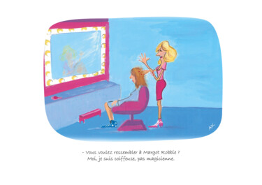 Painting titled "Coiffeuse, pas magi…" by Anne Pineau, Original Artwork, Gouache