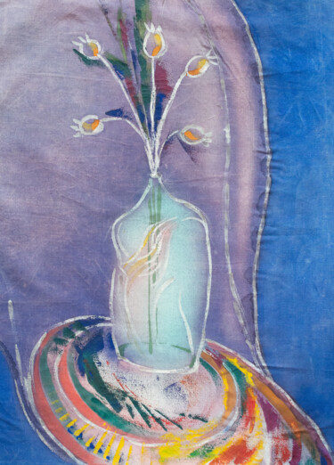Картина под названием "still life with vase" - Pavel Minchenia, Подлинное произведение искусства, Акварель