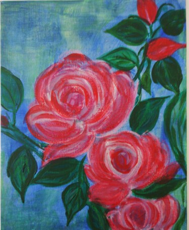 Rose Essence Painting titled "Rose Essence" by Rajini Gundavarapu, Original Artwork, Acrylic Mounted on Cardboard