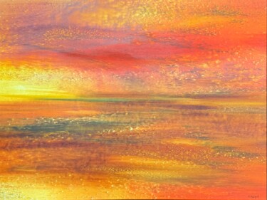 Картина под названием "Sunset" - Khrystyna Kozyuk, Подлинное произведение искусства, Масло Установлен на Деревянная рама для…