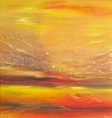 Pittura intitolato "Sunset on the East" da Khrystyna Kozyuk, Opera d'arte originale, Olio Montato su Telaio per barella in l…