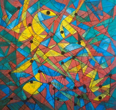Pittura intitolato "Nosso tempo MAI-14" da Antonio Guimaraes, Opera d'arte originale, Acrilico